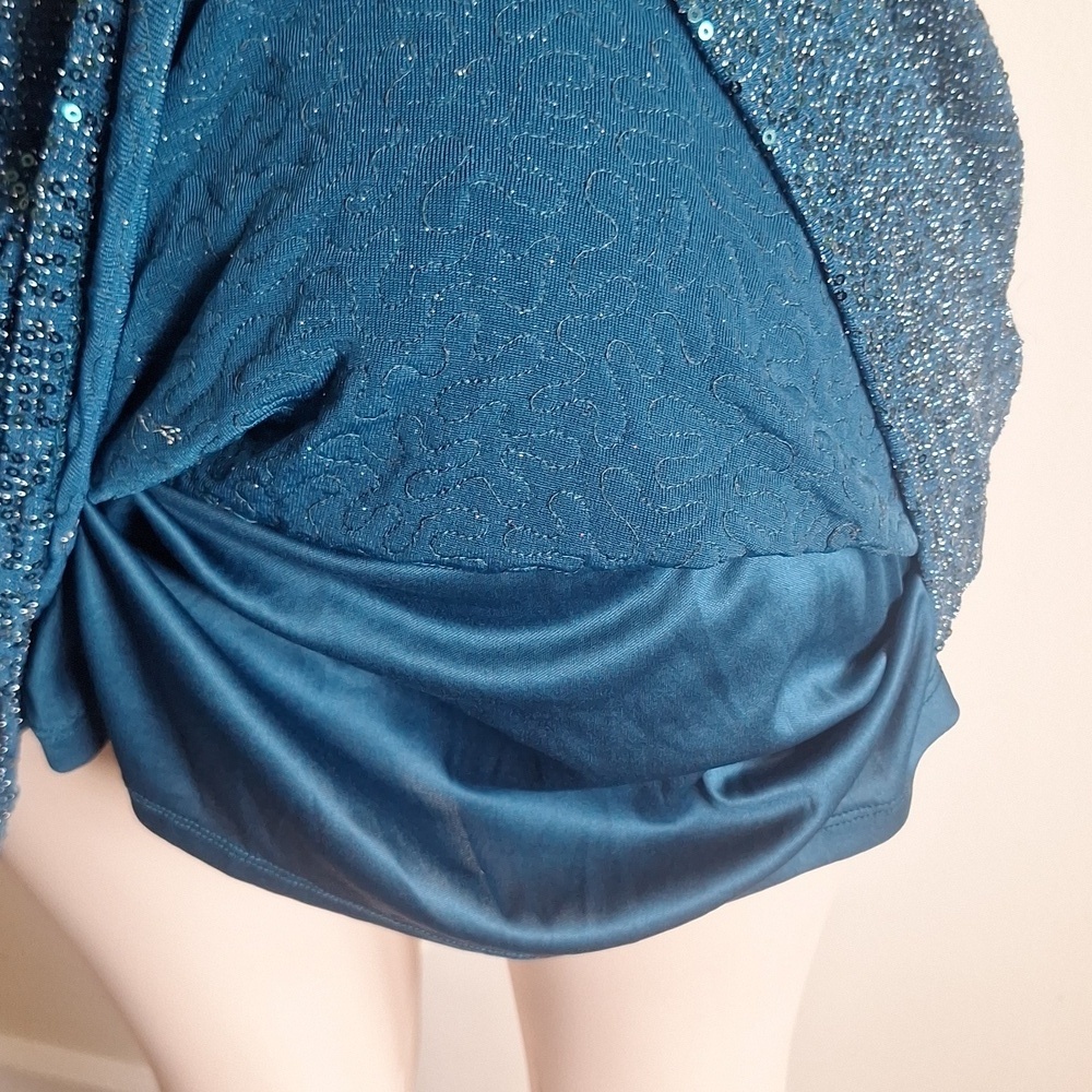 Express Modern Showgirl Teal Sequin Mini Dress Size M - Picture 10 of 10